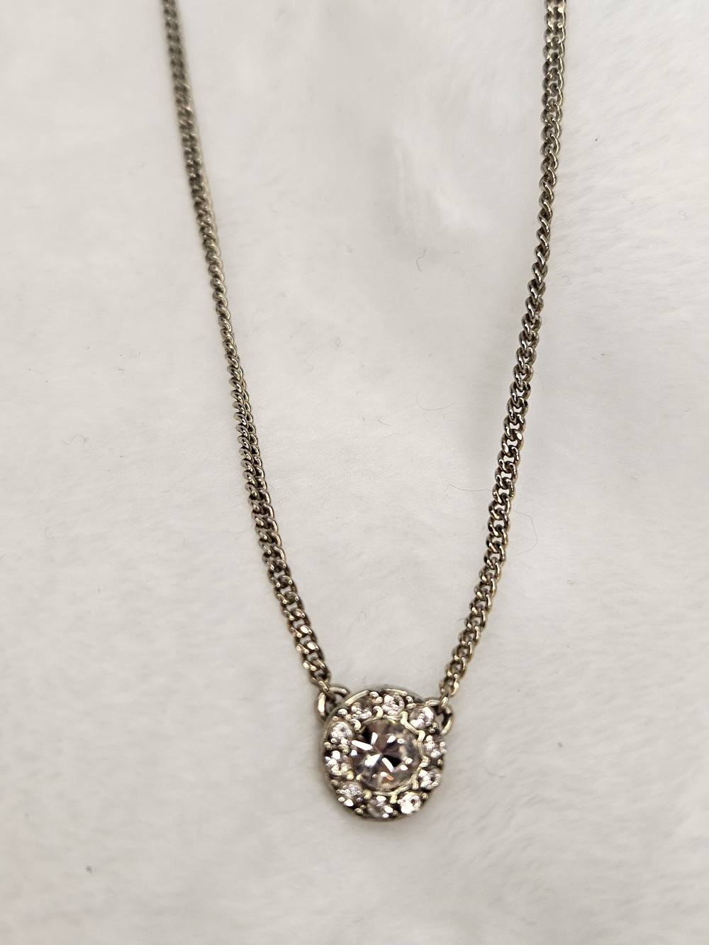 Givenchy Gold Tone Crystal Halo Pendant Necklace